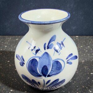 Vintage Delft Blue Ceramic Hand Painted Bud Vase Vessel Holland Marked Vase VTG